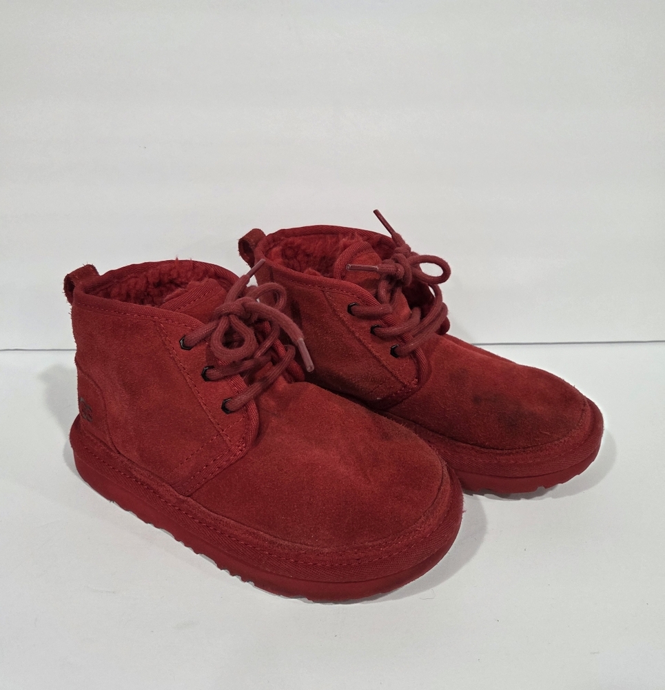 UGG Kids Red Suede Sheepskin Chukka Boots Size 13